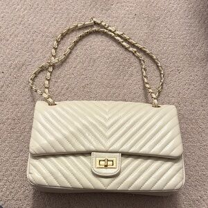Chanel inspired Cream Shoulder Bag from Red Dress